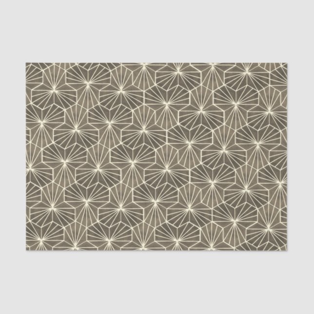 Retro Art Deco Beige Brown Geometric Pattern Tissue Paper (Front)