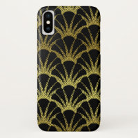 Retro Art Deco Black / Gold Shell Scale Pattern