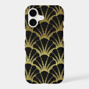 Retro Art Deco Black / Gold Shell Scale Pattern iPhone 17 Case
