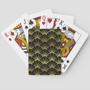 Retro Art Deco Black / Gold Shell Scale Pattern Poker Cards