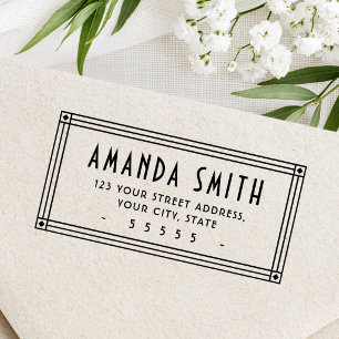 Retro Art Deco border return address Self-inking Stamp