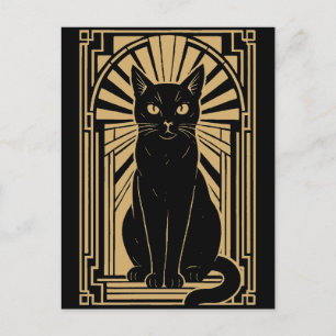 Retro Art Deco Cat Postcard