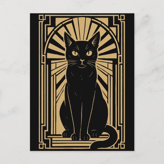 Retro Art Deco Cat Postcard (Front)