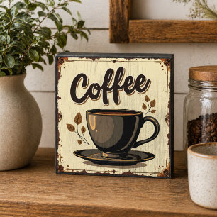 Retro Art Deco Coffee Wooden Box Sign