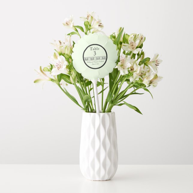 Retro Art Deco Flower Border Wedding Table Number Balloon (Vase)