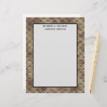 Retro Art Deco Gold and Black Rainbow Pattern Letterhead<br><div class="desc">This unique letterhead features a gold and black Art Deco style rainbow pattern around the edge. At the top you personalize it with your name and title or name and address. The section for writing is white, bordered with a black thin line to separate it from the Art Deco pattern....</div>