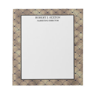  Retro Art Deco Gold and Black Rainbow Pattern   Notepad