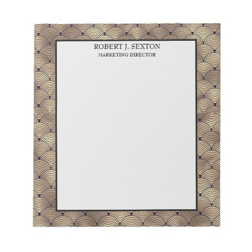  Retro Art Deco Gold and Black Rainbow Pattern   Notepad