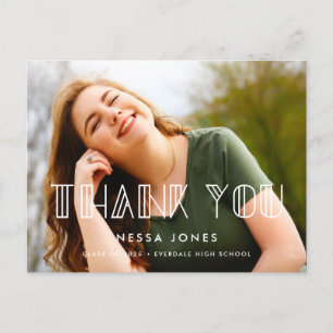 Retro art deco graduation Thank you photo Postcard