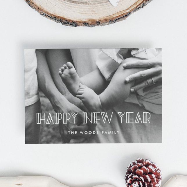 Retro art deco Happy New Year Holiday photo card (Creator Uploaded)