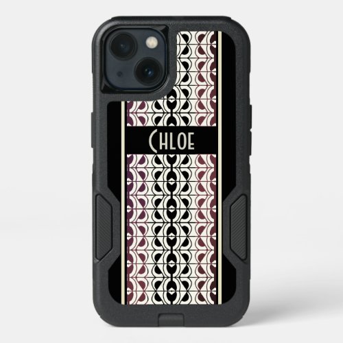 Retro Art Deco Inspired Design w Your Name iPhone 13 Case