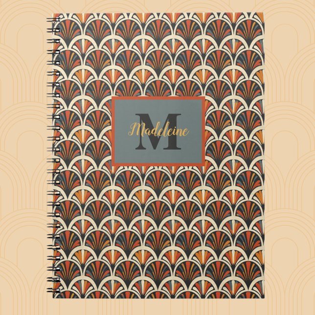 Retro Art Deco Jazz Age Muted Colors Monogram Notebook (Creator Uploaded)