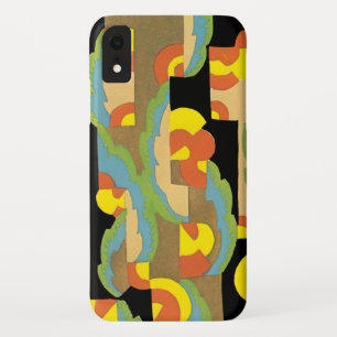 Retro Art Deco Jazz Circles Clouds Rainbow Pattern iPhone XR Case