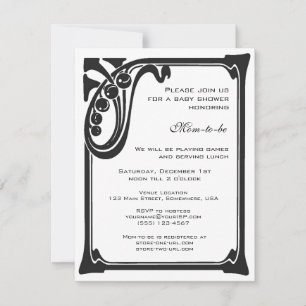 Retro Art Deco Jazz Vintage Blue Boy Baby Shower Invitation