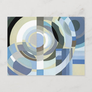 Retro Art Deco Jazz Vintage Blue Circles Pattern Invitation Postcard