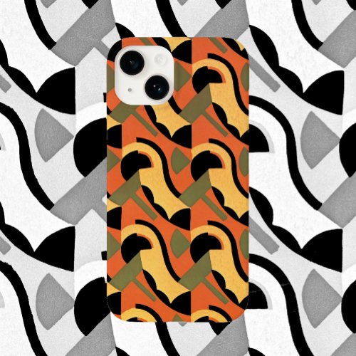 Retro Art Deco Jazz Warm Curves Circles Geometric Case_Mate iPhone 14 Case