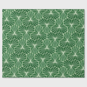 Retro Art Deco Lime Green Geometric Pattern Wrapping Paper