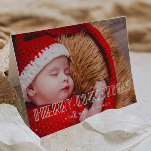 Retro Art Deco Merry Christmas Photo Holiday Card