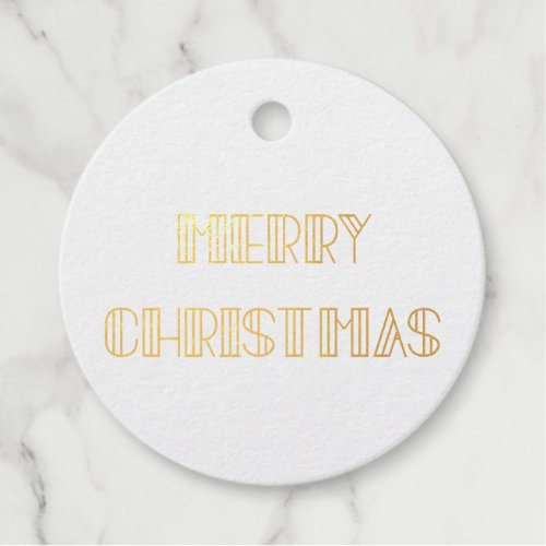 Retro art deco Merry Christmas real gold foil Foil Favor Tags
