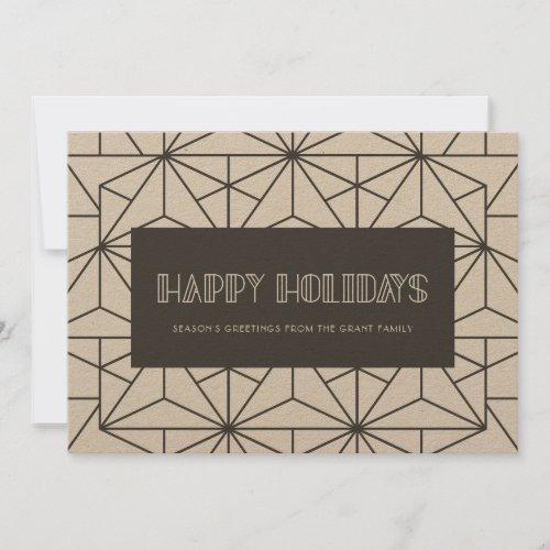 Retro art deco Minimalist kraft Happy Holidays Card