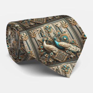 Retro Art Deco Peacocks Neck Tie