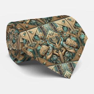 Retro Art Deco Peacocks Neck Tie