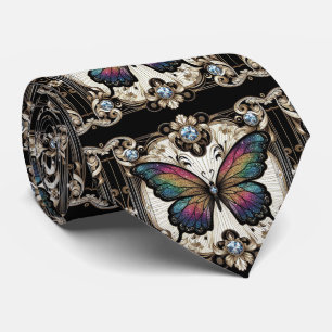 Retro Art Deco Rainbow Butterfly Nouveau Neck Tie
