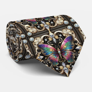 Retro Art Deco Rainbow Butterfly Nouveau Neck Tie
