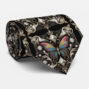 Retro Art Deco Rainbow Butterfly Nouveau Neck Tie