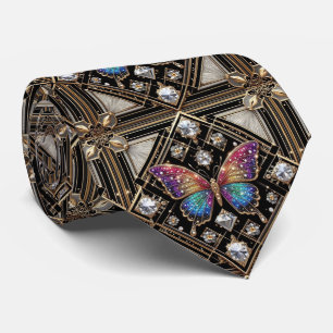 Retro Art Deco Rainbow Butterfly Nouveau Neck Tie