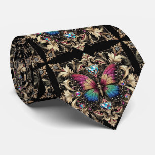 Retro Art Deco Rainbow Butterfly Nouveau Neck Tie