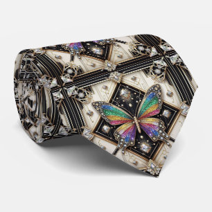 Retro Art Deco Rainbow Butterfly Nouveau Neck Tie