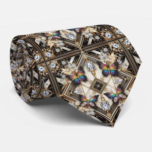Retro Art Deco Rainbow Butterfly Nouveau Neck Tie