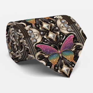 Retro Art Deco Rainbow Butterfly Nouveau Neck Tie
