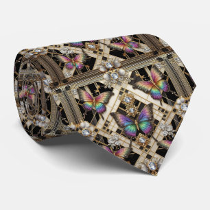 Retro Art Deco Rainbow Butterfly Nouveau Neck Tie