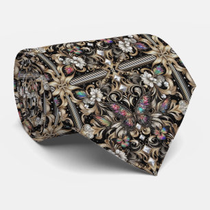 Retro Art Deco Rainbow Butterfly Nouveau Neck Tie