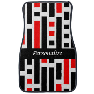 Retro Art Deco Red Black Abstract Pattern Design  Car Floor Mat