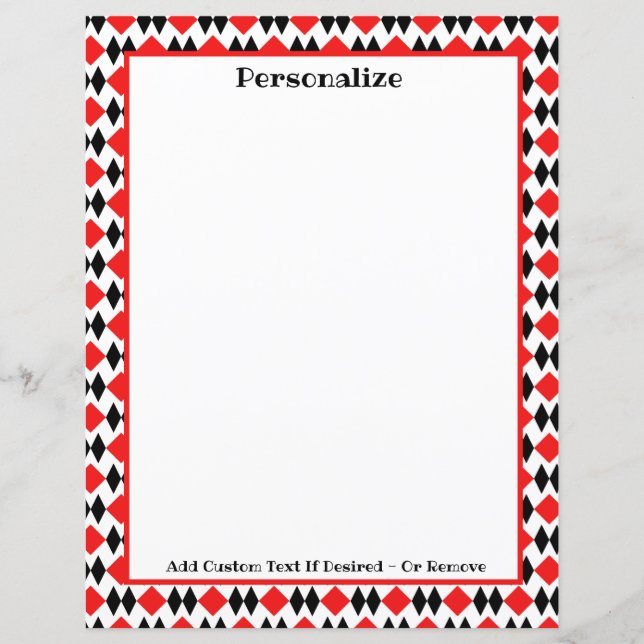 Retro Art Deco Red & Black Pattern Personalize (Front)