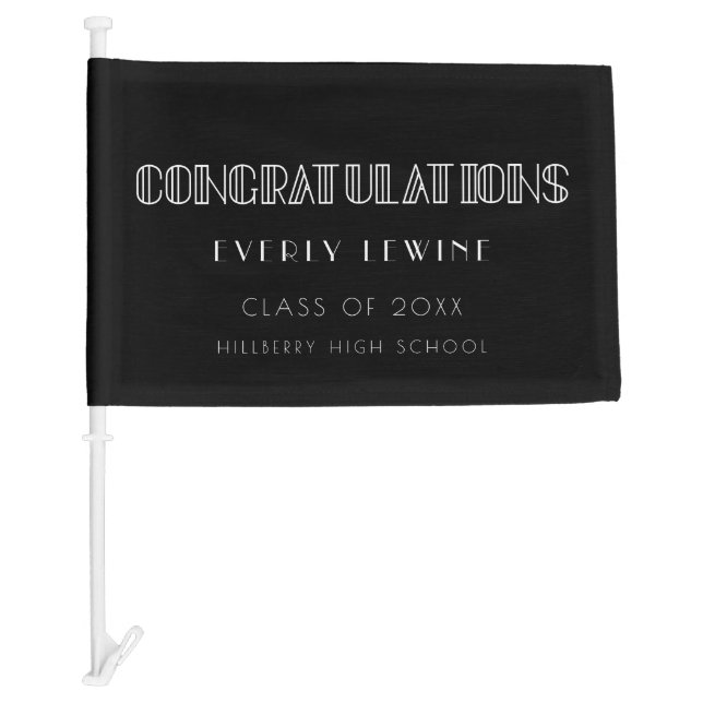 Retro art deco script grad Congratulations Car Flag (Front)