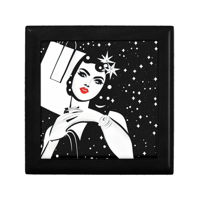 Retro Art Deco Shopping Woman Gift Box (Front)