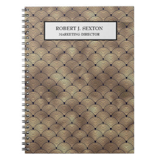 Retro Art Deco Style Gold and Black Rainbow Notebook
