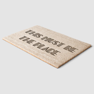 Retro Art Deco This must be the place Coir Fiber Doormat
