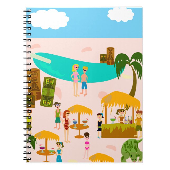 Retro Art Fun Groovy Jet Set Pool Party Notebook (Front)