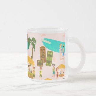 Retro Art Life Pool Party Character Illustration 