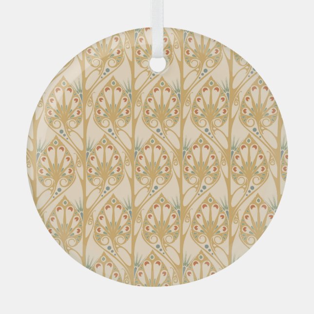 Retro art nouveau, abstract geometric lines. glass ornament (Front)