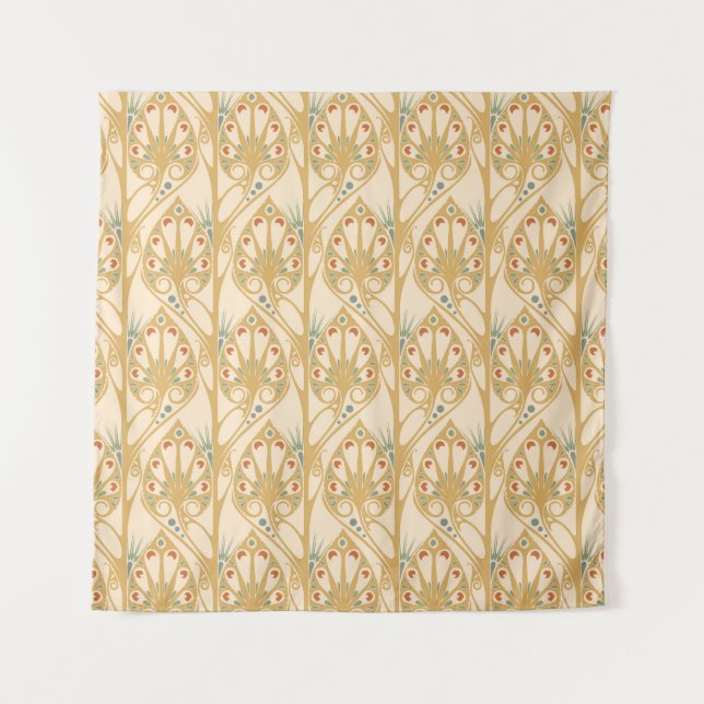 Retro art nouveau, abstract geometric lines. tapestry (Front)