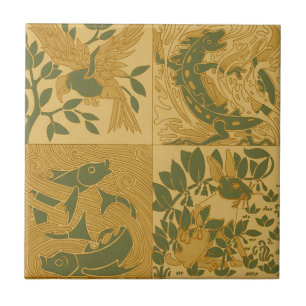 Retro Art Nouveau Animal Nature Aesthetic Art Ceramic Tile