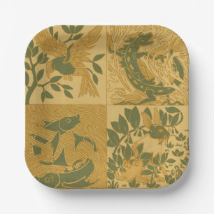 Retro Art Nouveau Animal Nature Aesthetic Art Paper Plates