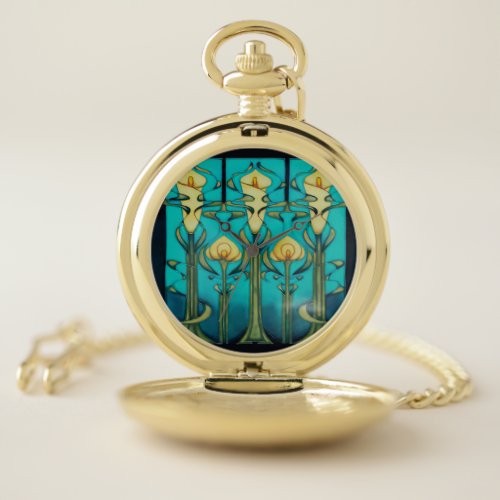 Retroart nouveau art design vintageglass artt pocket watch