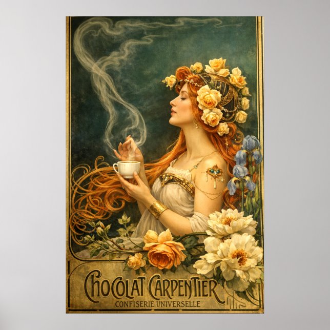 Retro Art Nouveau Chocolate Ad  Poster (Front)